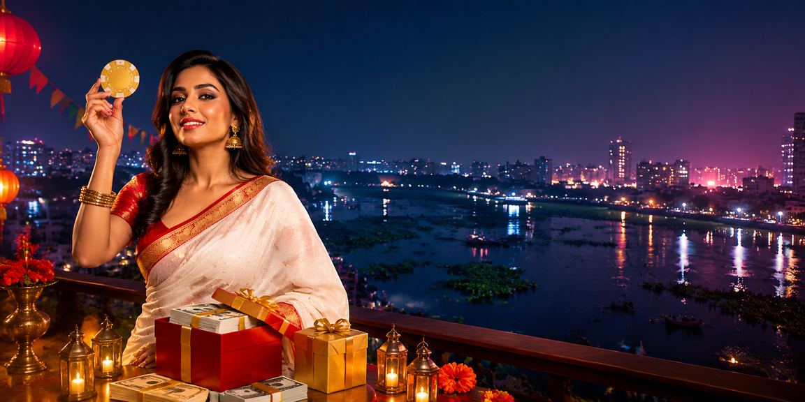 পহেলা বৈশাখ থিমে সাজানো ক্যাসিনো বেটিং এর দৃশ্য, রঙিন বাতি ও মানুষের ভিড়
